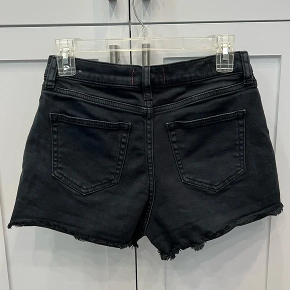 PINK VICTORIA’S SECRET Women's Black Denim Frayed Hem Shorts Sz 4 - Picture 4 of 9